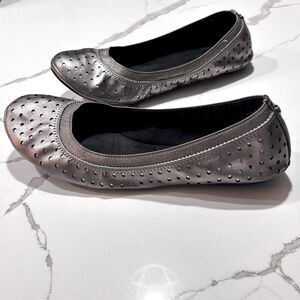 Bandolino | Women's Elan Synthetic Ballet Flat Pewter Do Cutout Glamour Size 8M